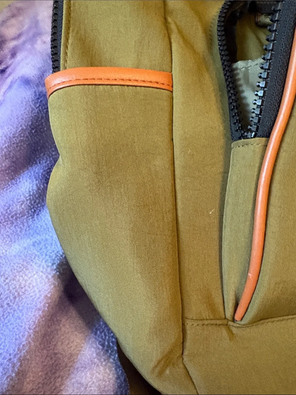 Joan & David Olive Green Backpack with Tan Trim
